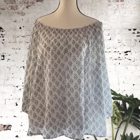BODEN off the shoulder flowy swing blouse w/ puff sleeve. Size 16 - Picture 1 of 11